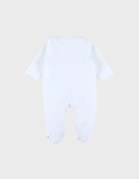 Pyjama bébé en velours blanc avec broderie lapin