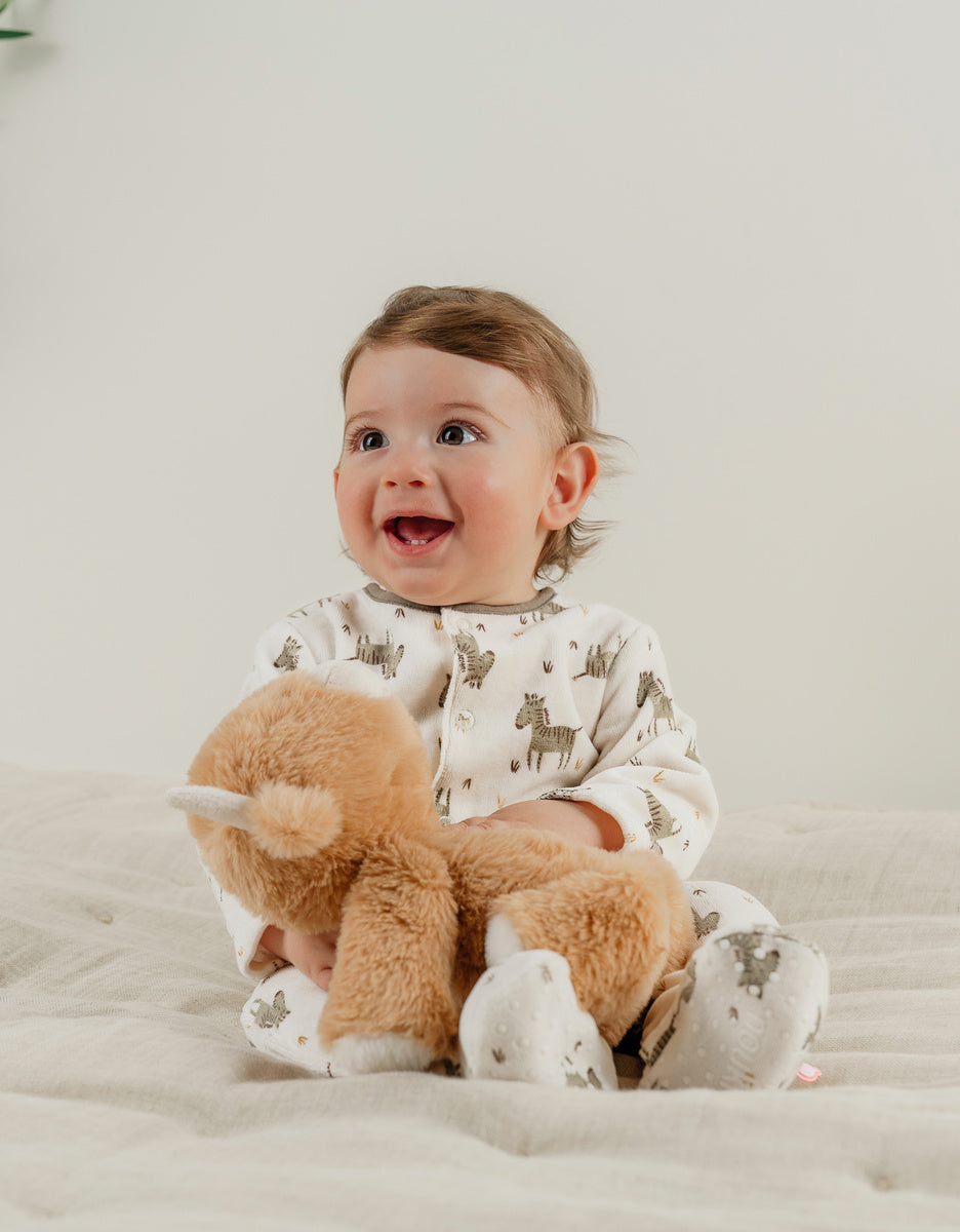 Pyjama bébé en velours à motif blanc zèbre