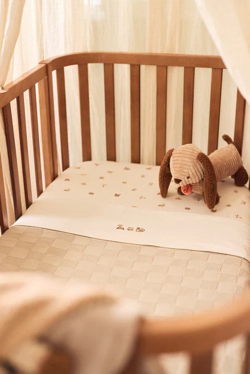 Couverture Berceau 75x100cm Box Knit - Warm Sand/Velvet - GOTS