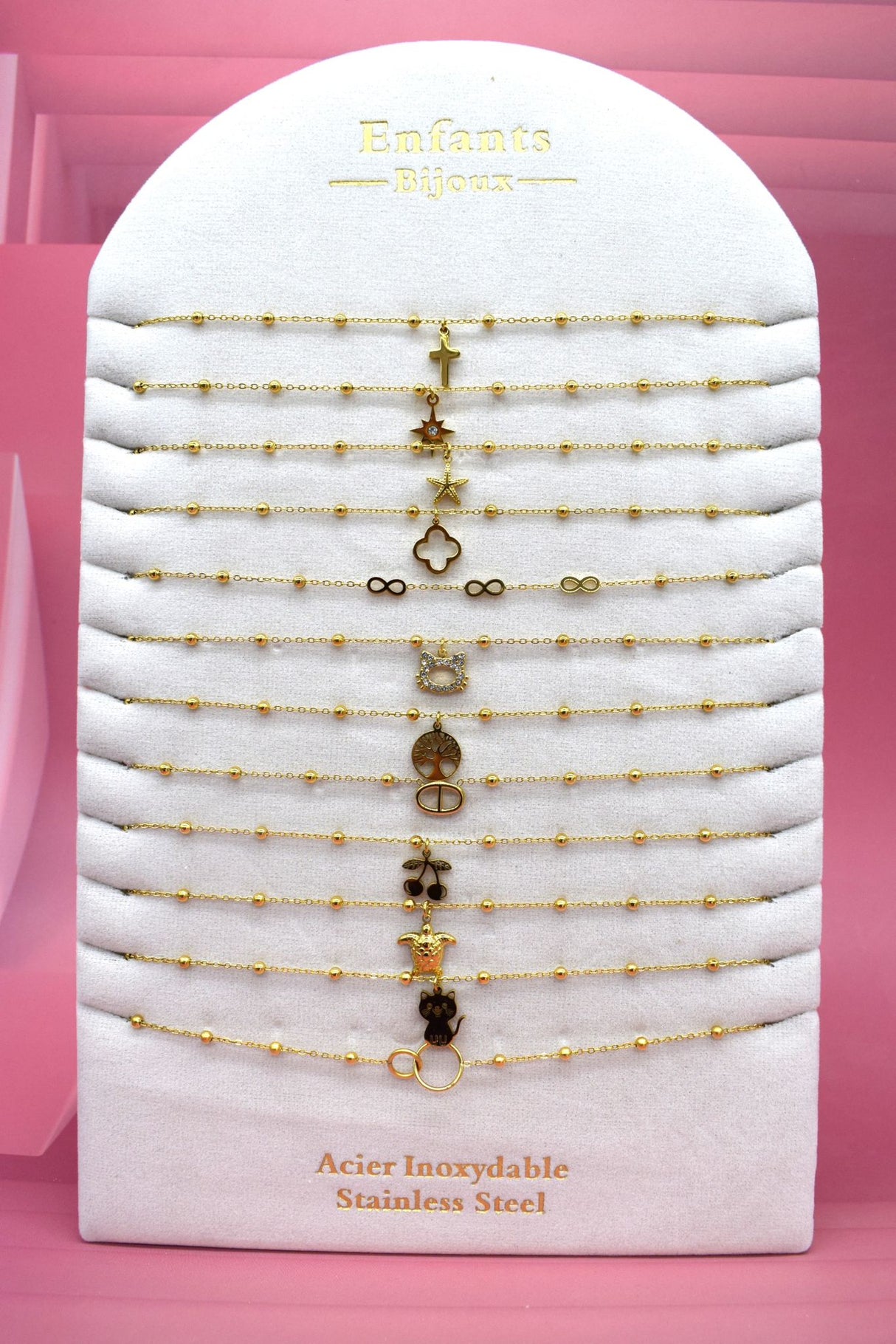 Collier Acier inoxydable Perles GOLD