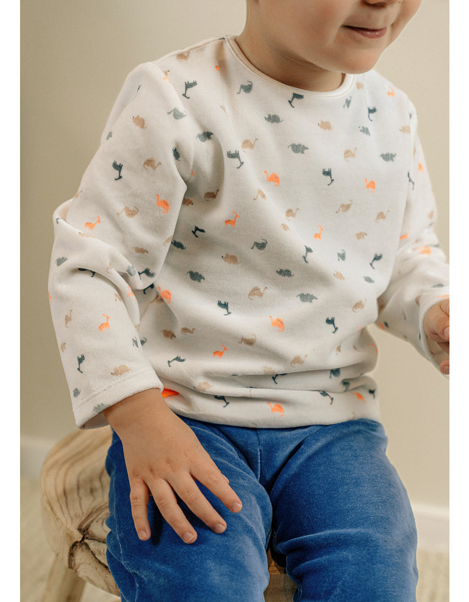 Pyjama bébé, velours imprimé dino