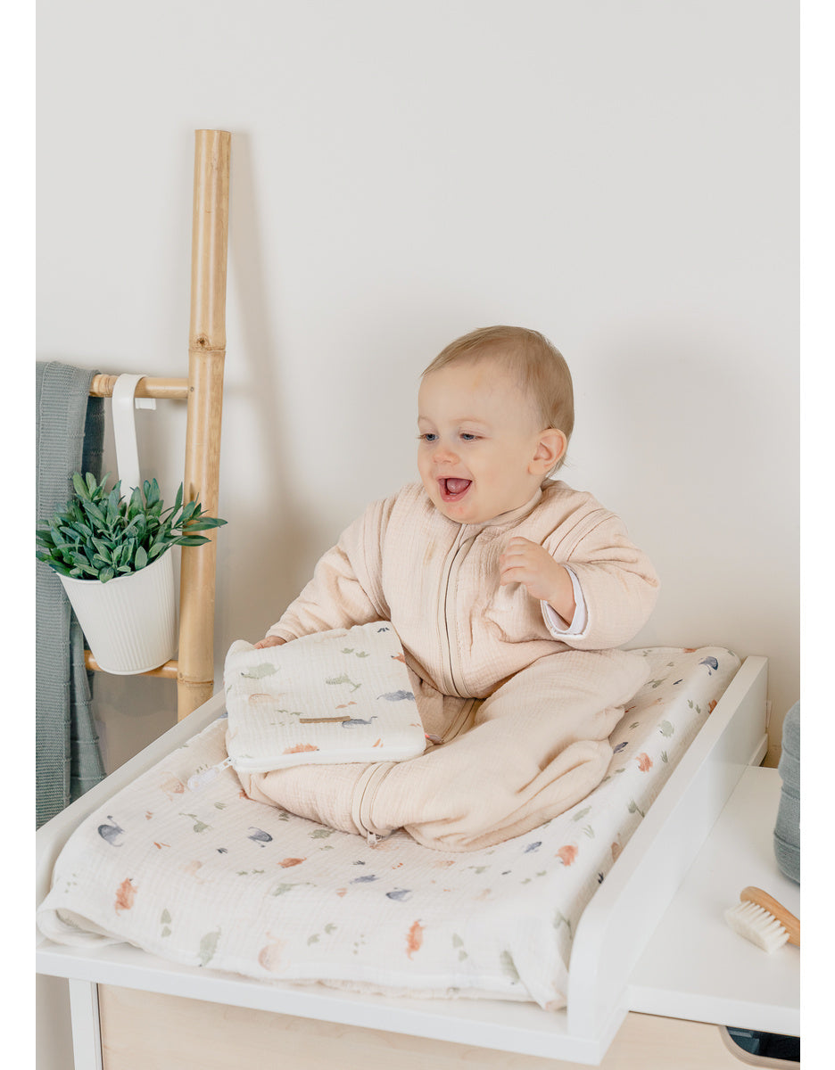 Gigoteuse nomade, mousseline de coton bio beige