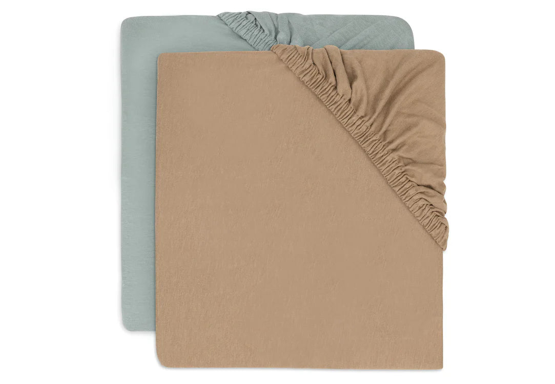 Drap-housse Jersey 60x120cm Sea green/Biscuit (2pièces) // Liste E-L