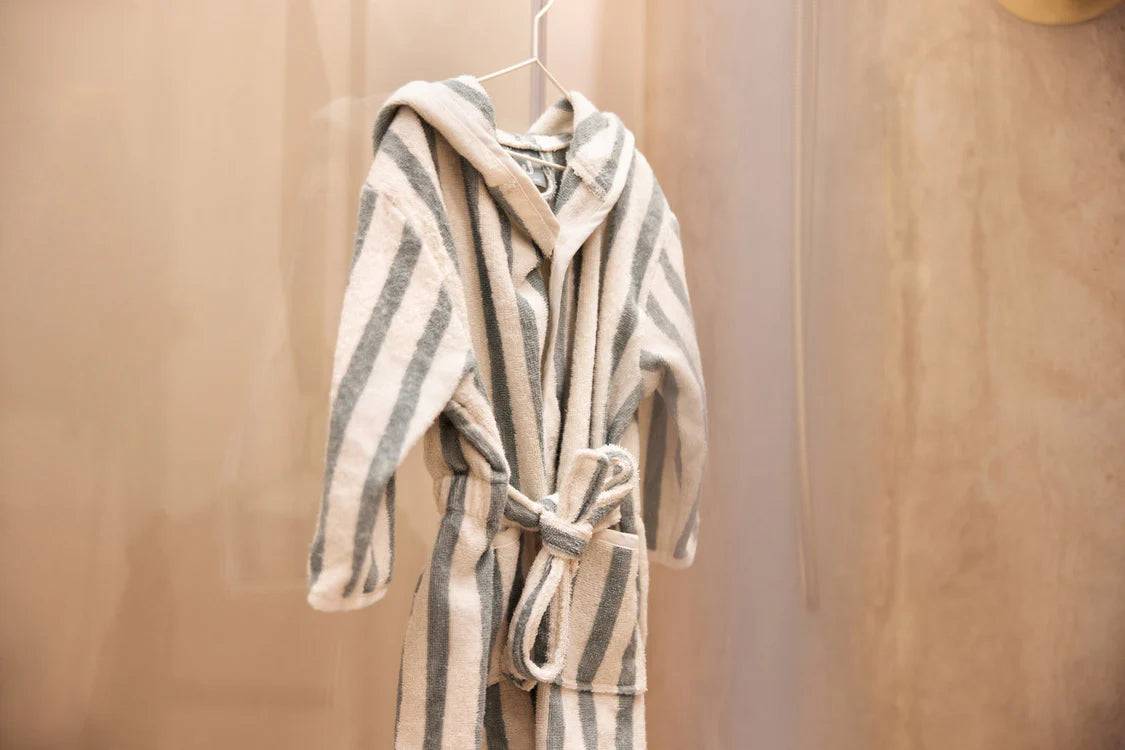 Peignoir Éponge Stripe - Sea Green - GOTS