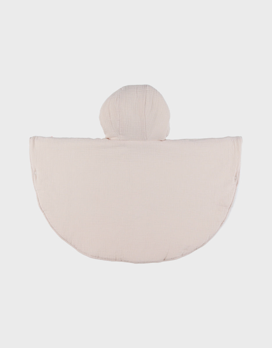 Poncho bébé, mousseline de coton bio beige
