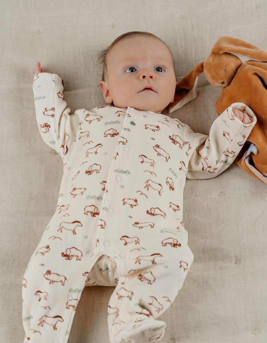 Pyjama bébé en velours avec imprimé Mammouth