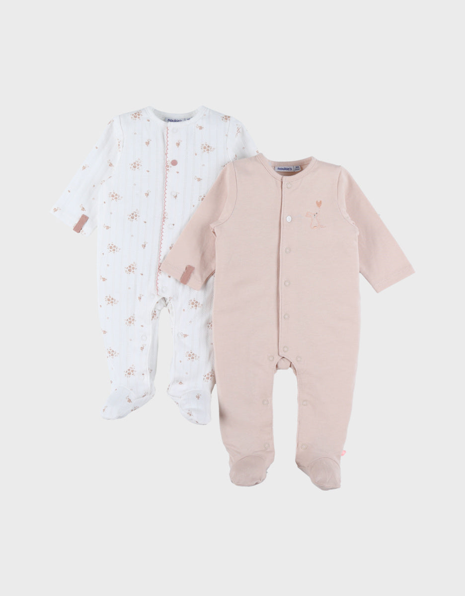 Lot de 2 pyjamas bébé, coton vintage flower