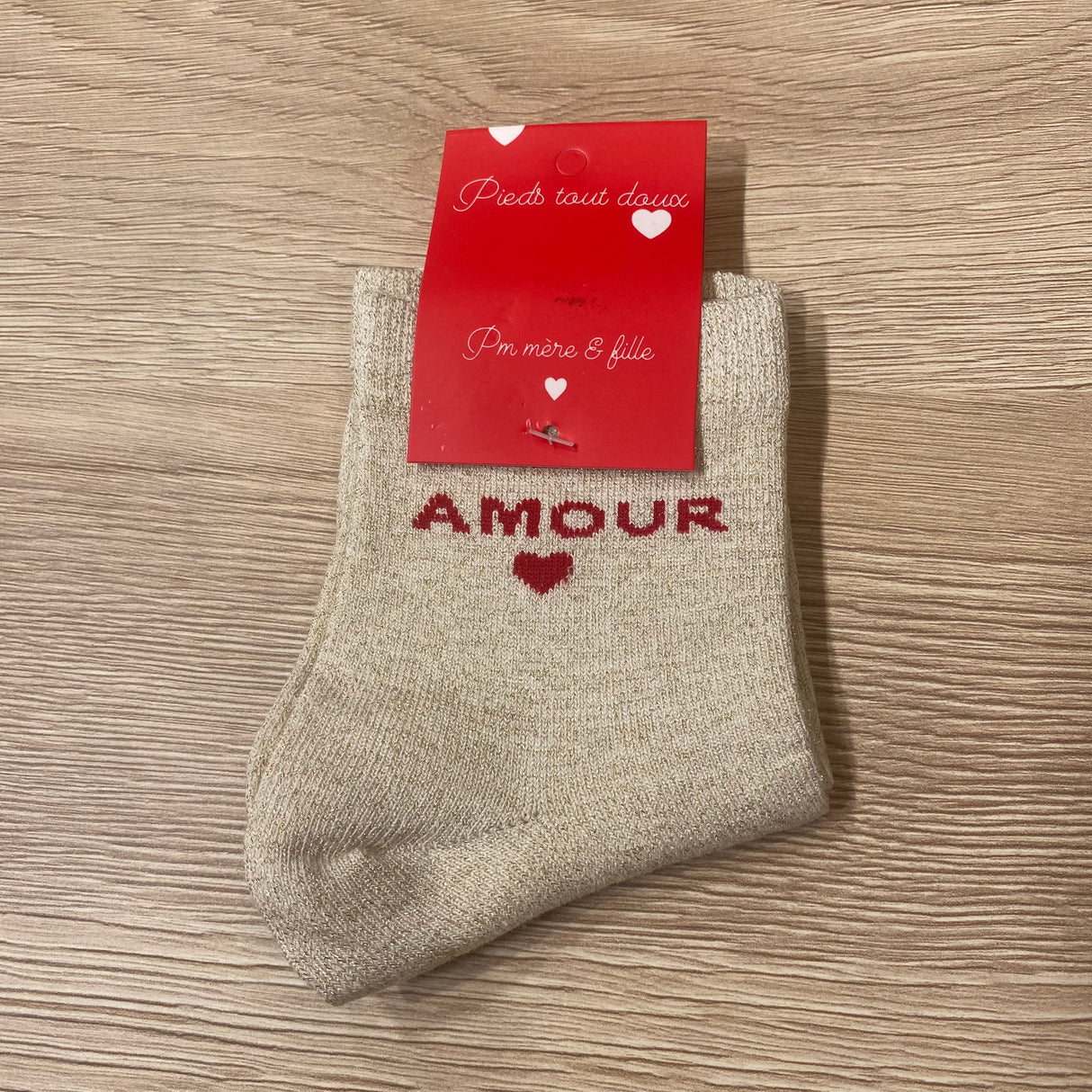 Chaussettes Amour Champagnes/rouge