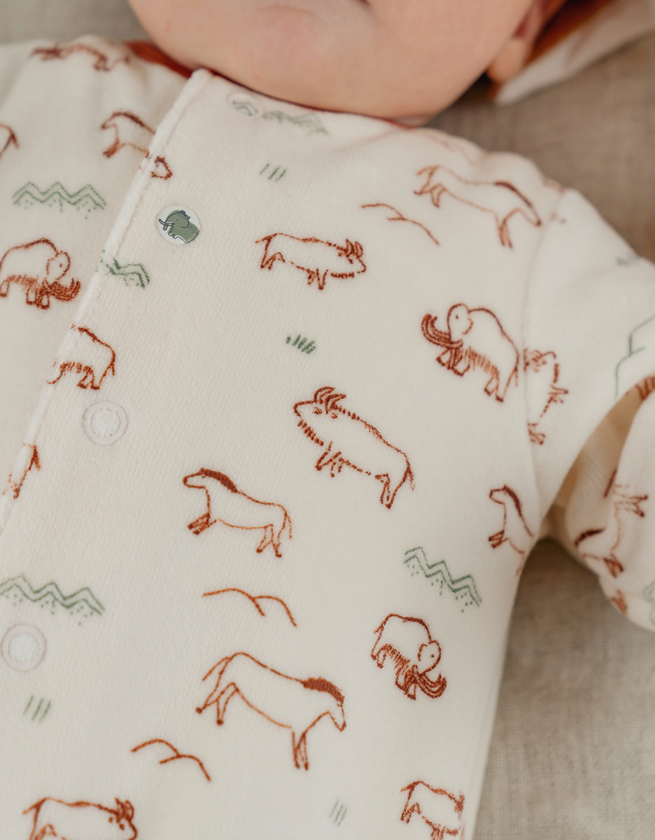 Pyjama bébé en velours avec imprimé Mammouth