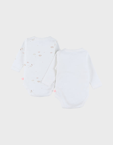 Lot de 2 bodies croisés en coton imprimé mouton