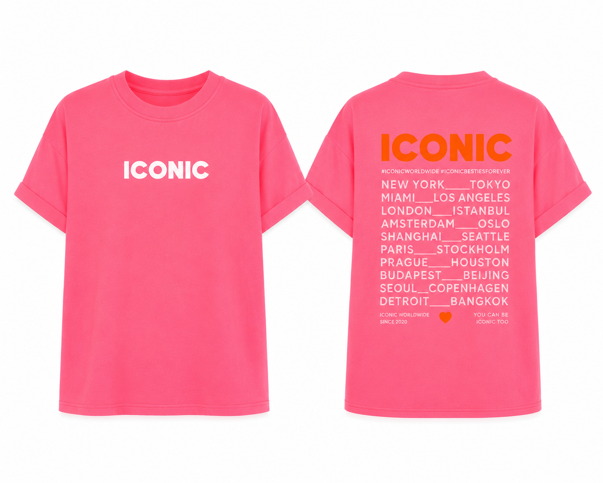 T Shirt Iconic Rose Fluo
