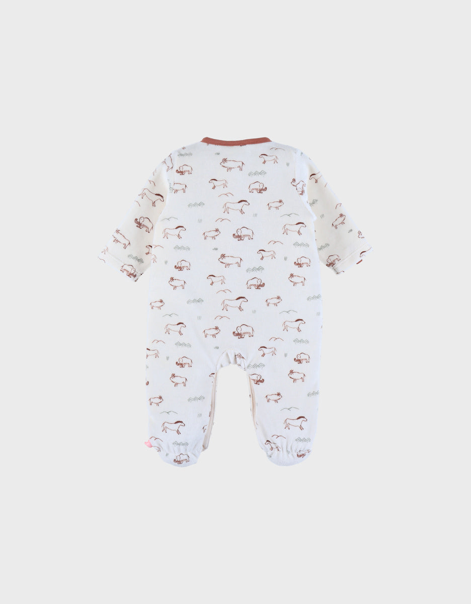 Pyjama bébé en velours avec imprimé Mammouth