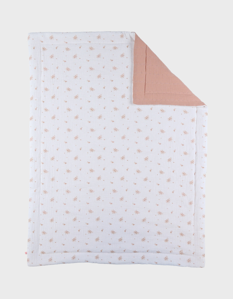 Couverture bébé 75*100cm, mousseline de coton bio fleurs d’antan