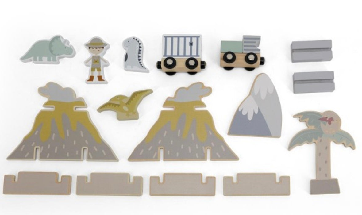Circuit en bois pour train - Extensions dinosaures