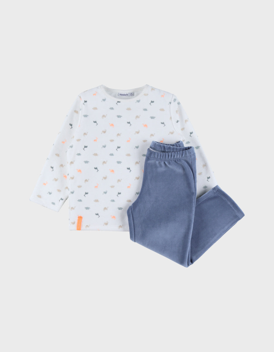Pyjama bébé, velours imprimé dino