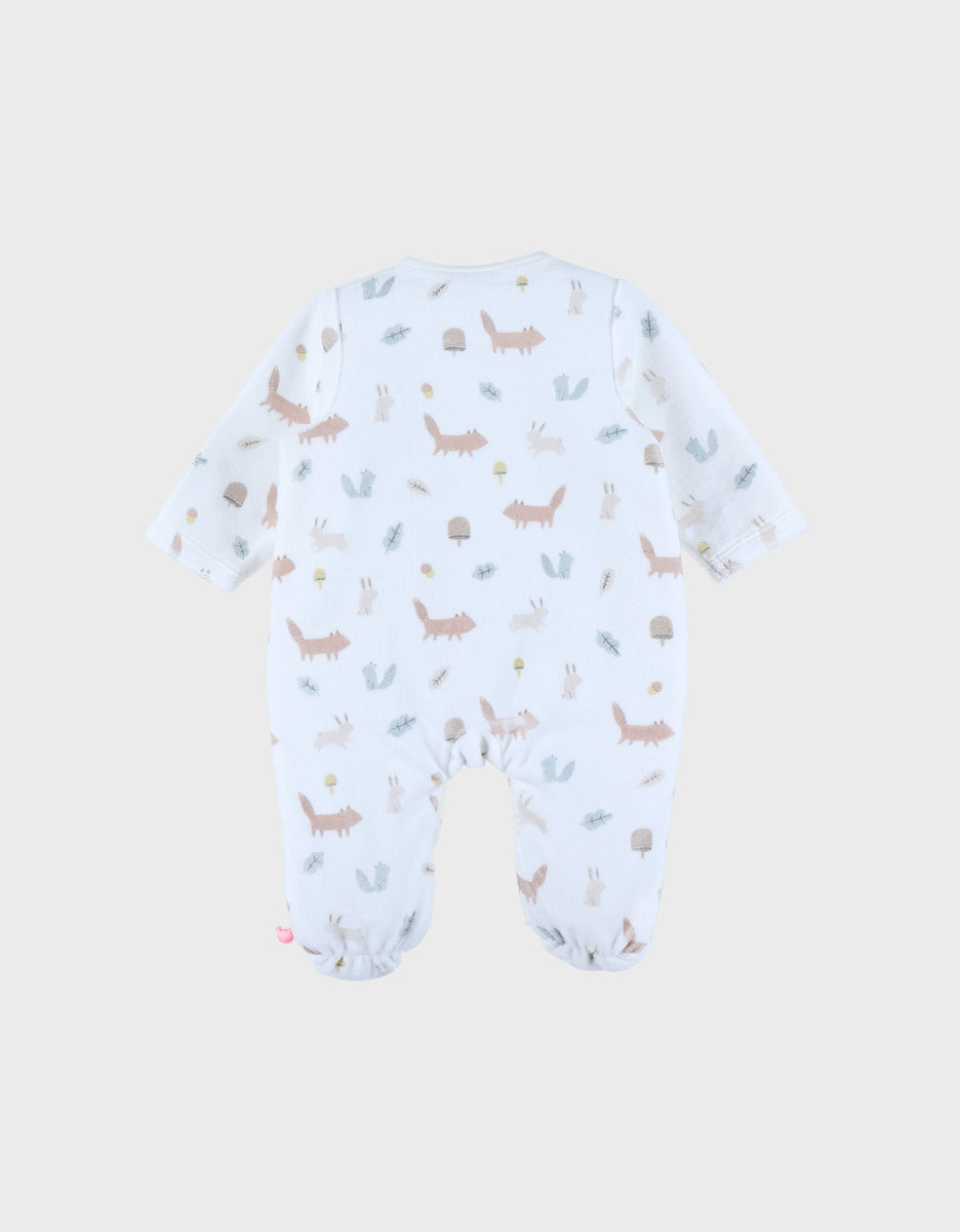 Pyjama bébé en velours blanc à motifs