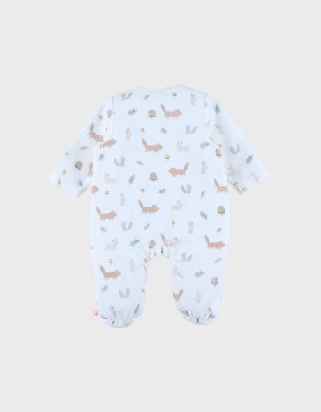 Pyjama bébé en velours blanc à motifs