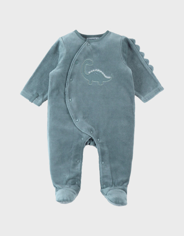 ° Pyjama dors-bien en velours dino bleu - Taille 1 mois °