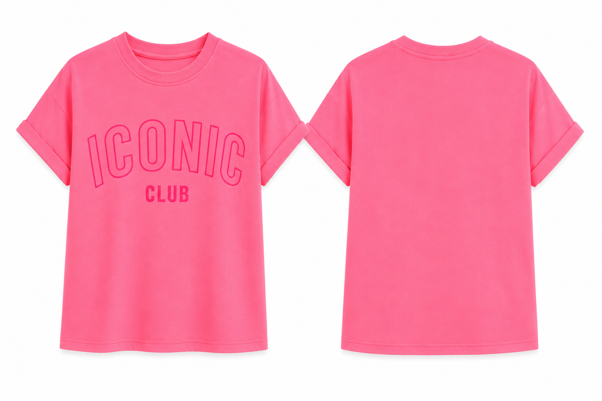 T Shirt Iconic Club Rose Fluo