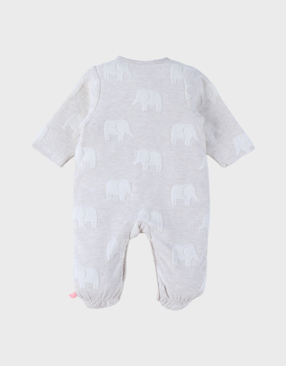 Pyjama bébé, coton jacquard éléphant gris