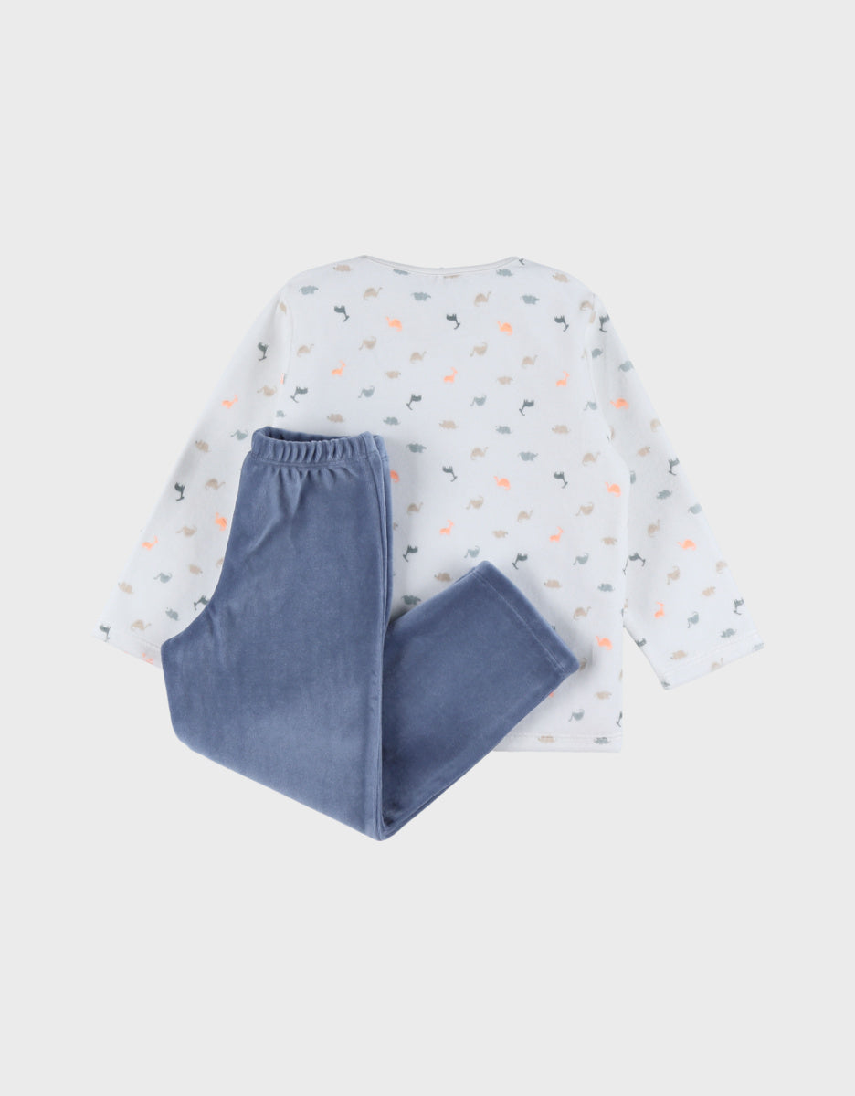 Pyjama bébé, velours imprimé dino