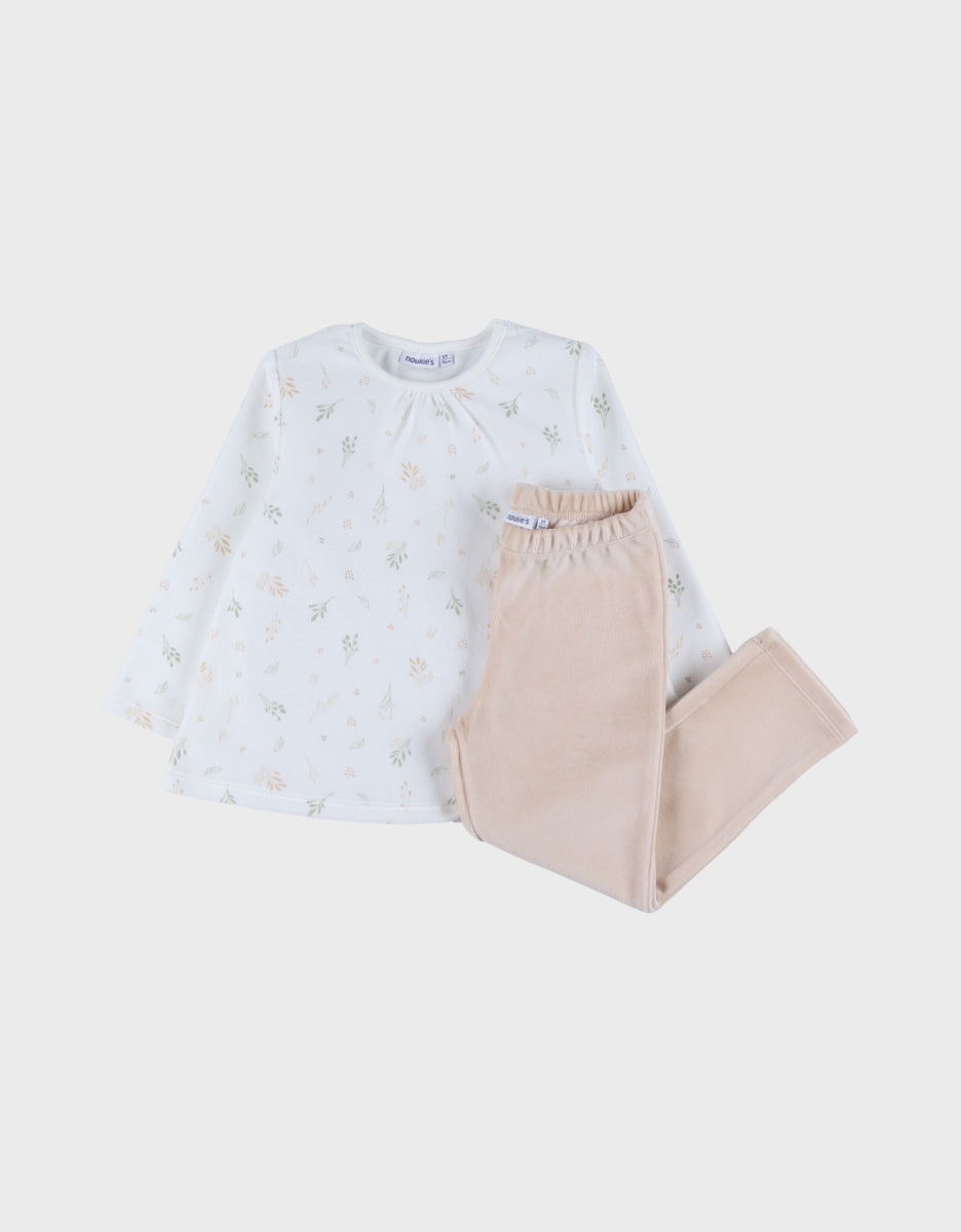 Pyjama bébé, velours imprimé country flower