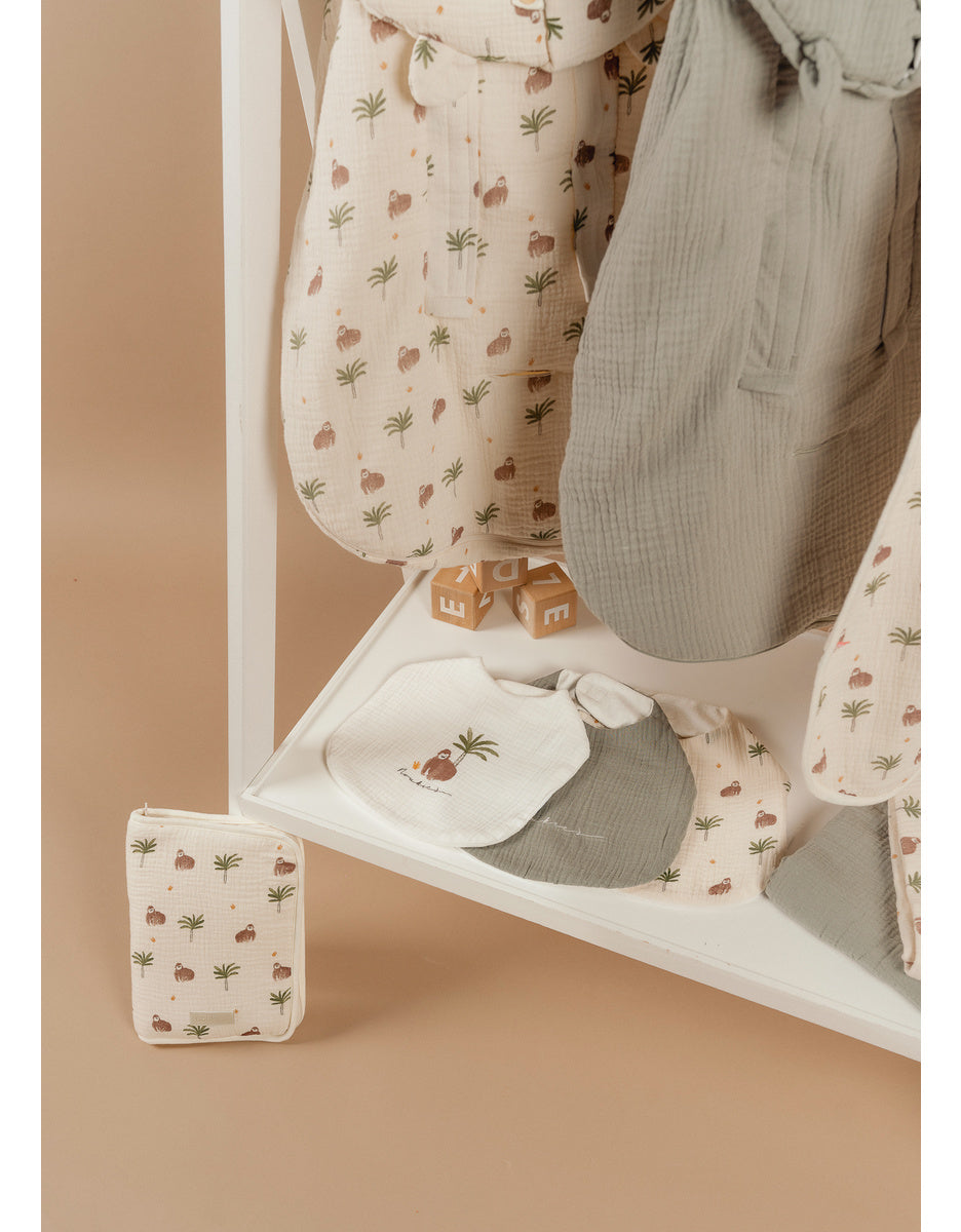 Lot de 3 bavoirs imprimé gorille en mousseline, écru - Réservé liste 2043024