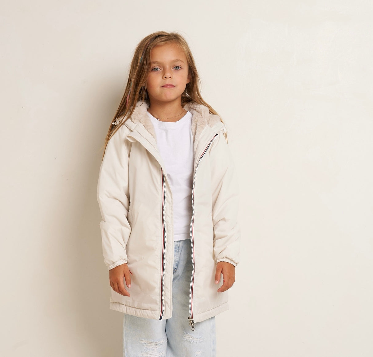 Veste fourrée LJ modèle long - BLANC