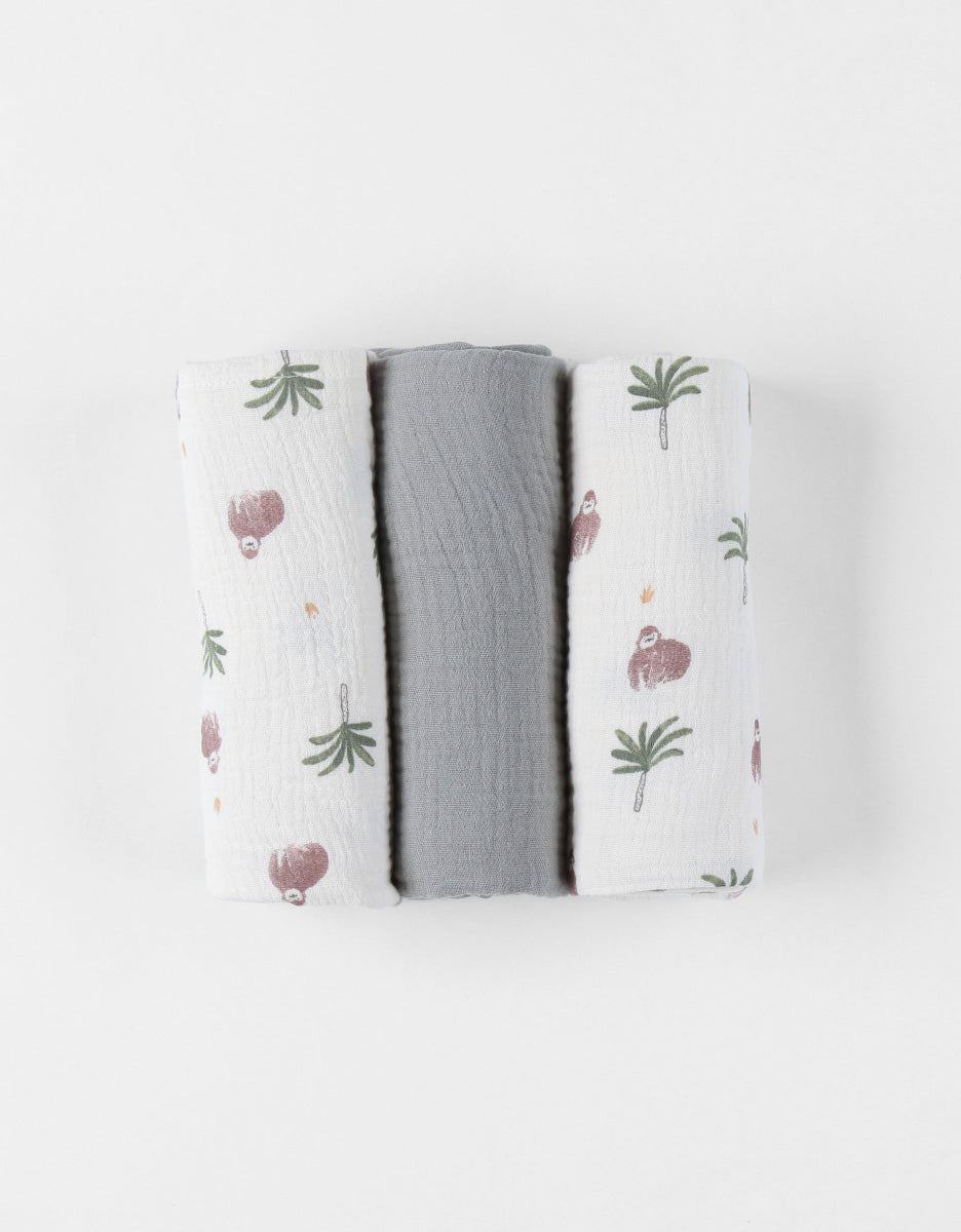 Lot de 3 langes "gorille" en mousseline 70 x 70, écru - Réservé liste 2043024