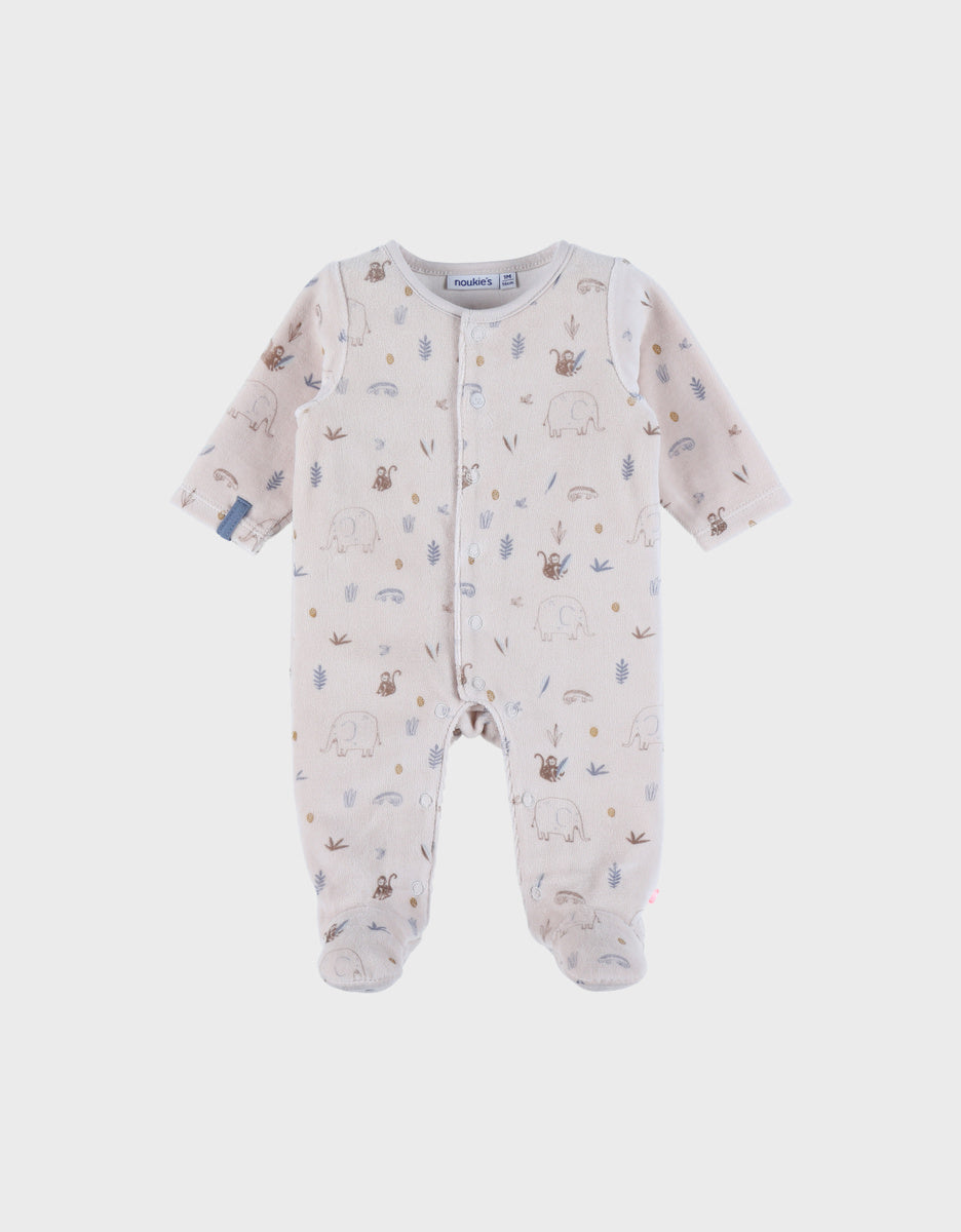 Pyjama bébé en velours à motif jungle