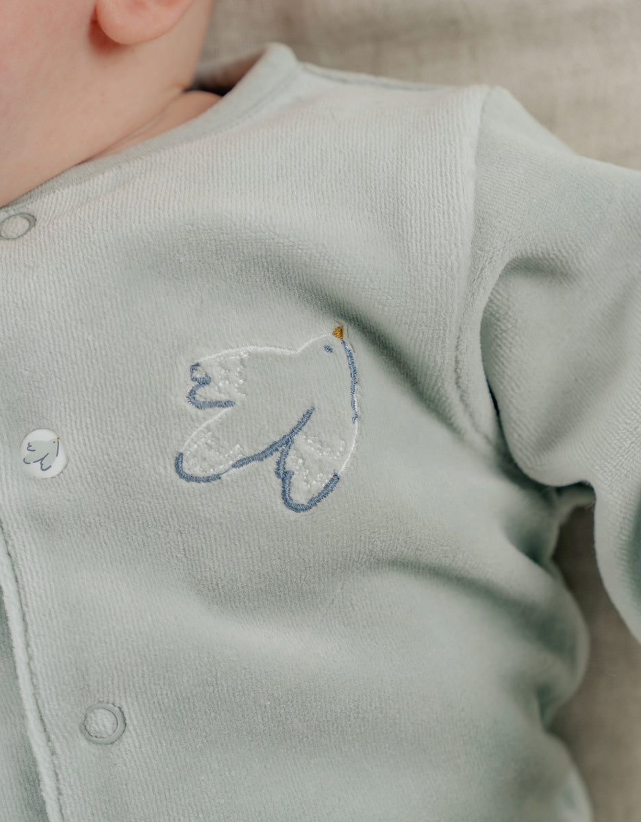 Lot de 2 pyjamas en velours bébé rose et blanc brodé