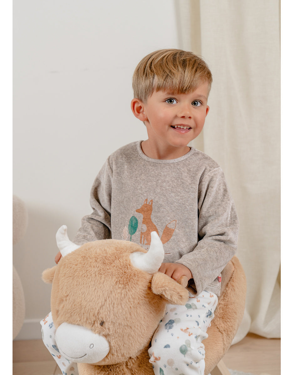 Pyjama bébé, velours imprimé foxie