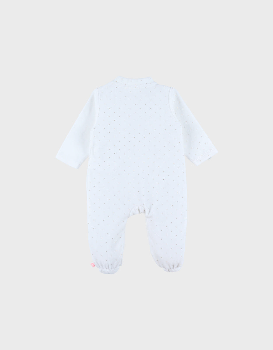 Pyjama velours blanc avec broderie oiseau