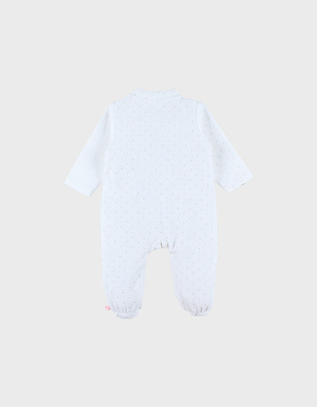 Pyjama velours blanc avec broderie oiseau