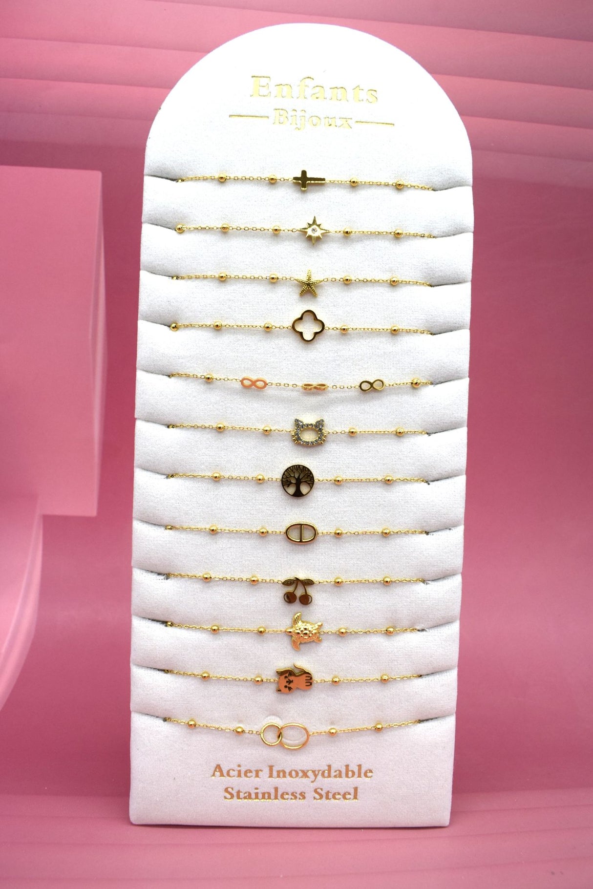 Bracelet Acier inoxydable Perles GOLD