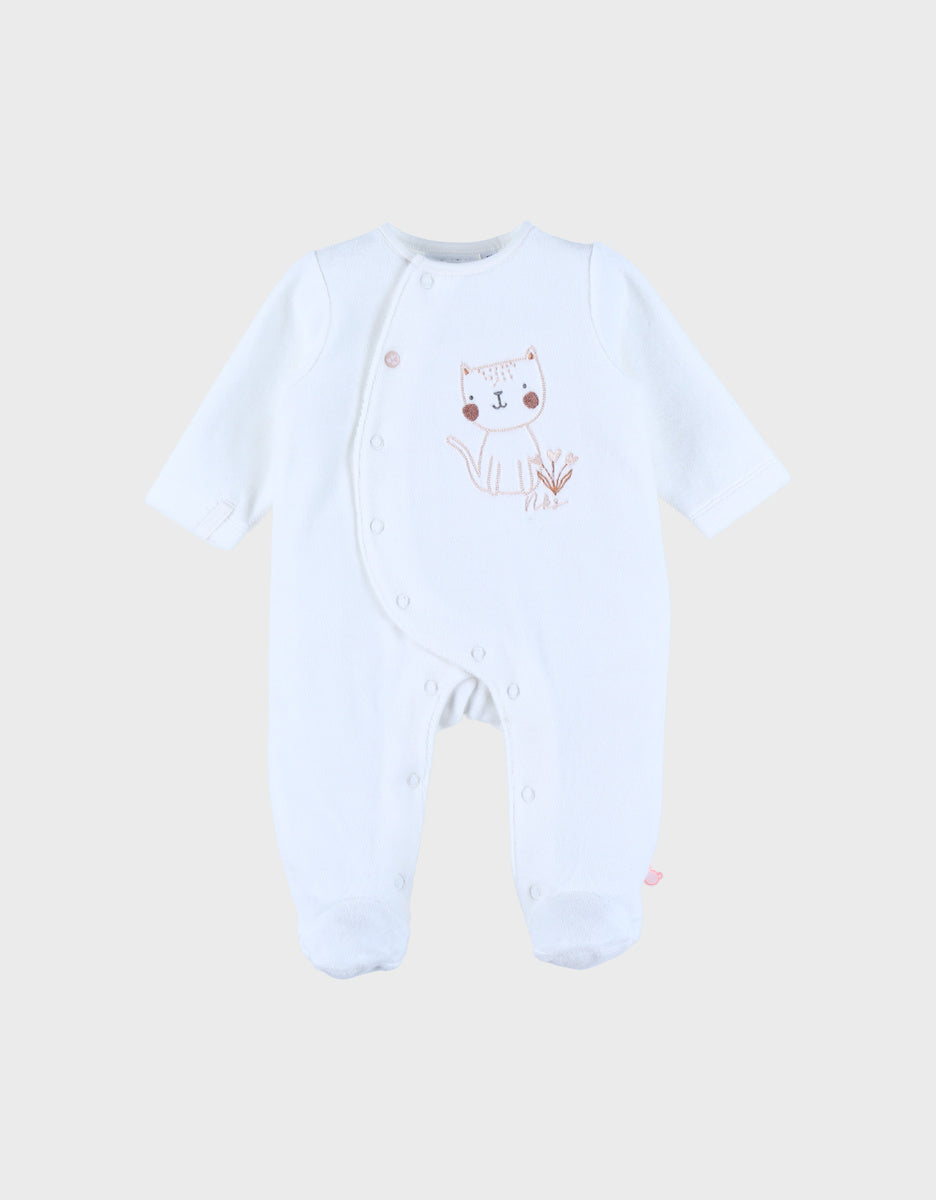 ° Pyjama bébé en velours avec broderie chat •