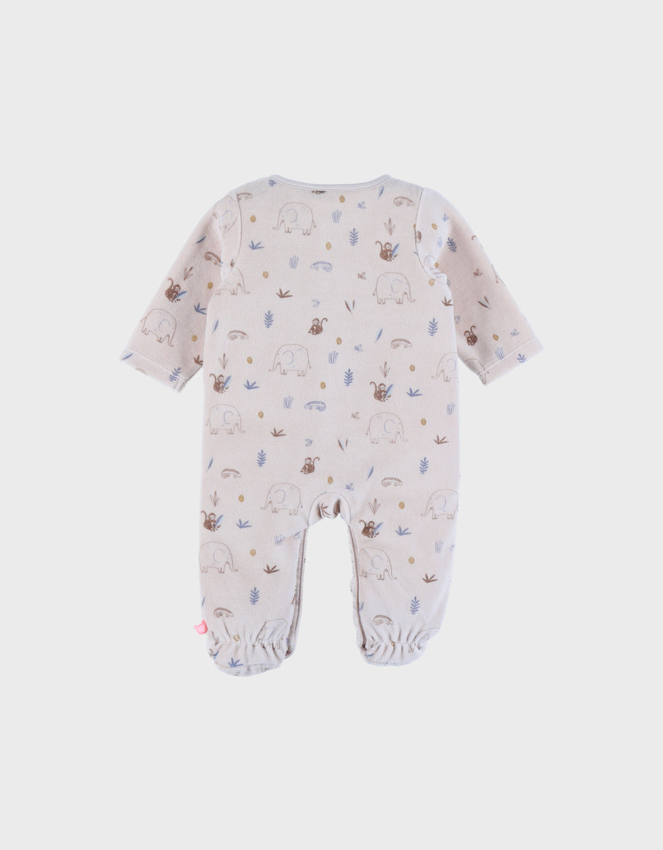 Pyjama bébé en velours à motif jungle