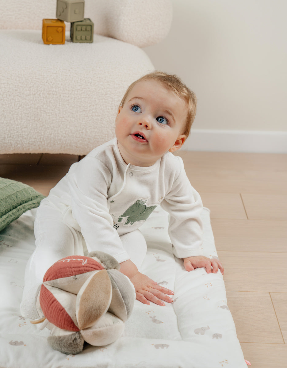 Pyjama bébé en velours avec broderie mammouth