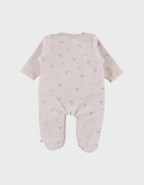 Pyjama bébé en velours écru avec broderie phoque
