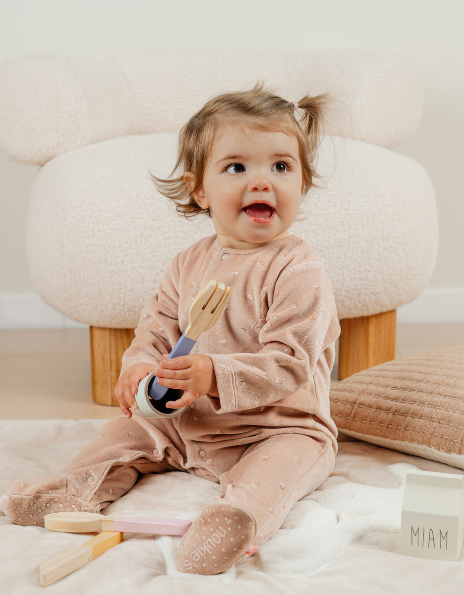 Pyjama bébé en velours rose