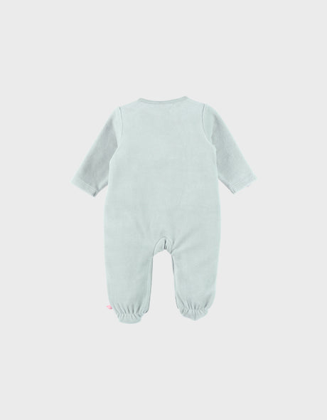 Pyjama bébé en velours vert avec broderie escargot