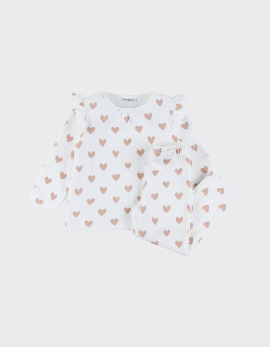 Pyjama bébé, velours imprimé manches longues mon cœur