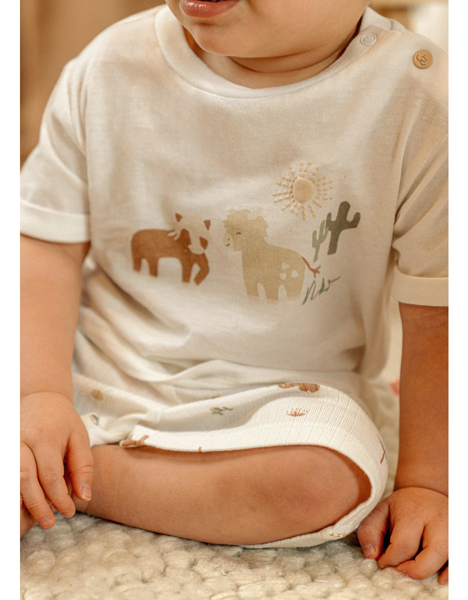 Pyjama bébé, coton imprimé manches courtes Fluffy