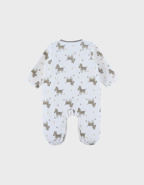 Pyjama bébé en velours à motif blanc zèbre