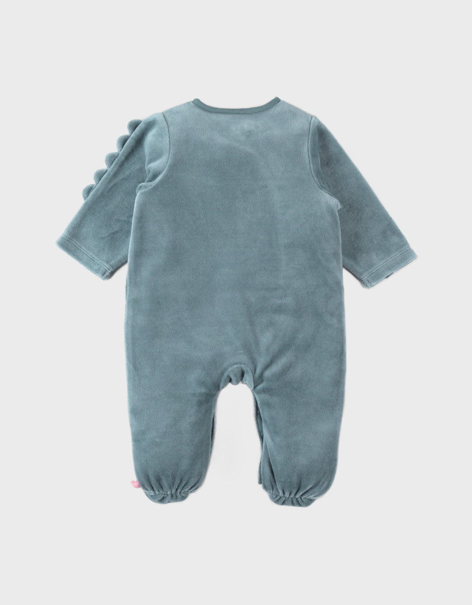 Pyjama en velours côtelé, dino bleu