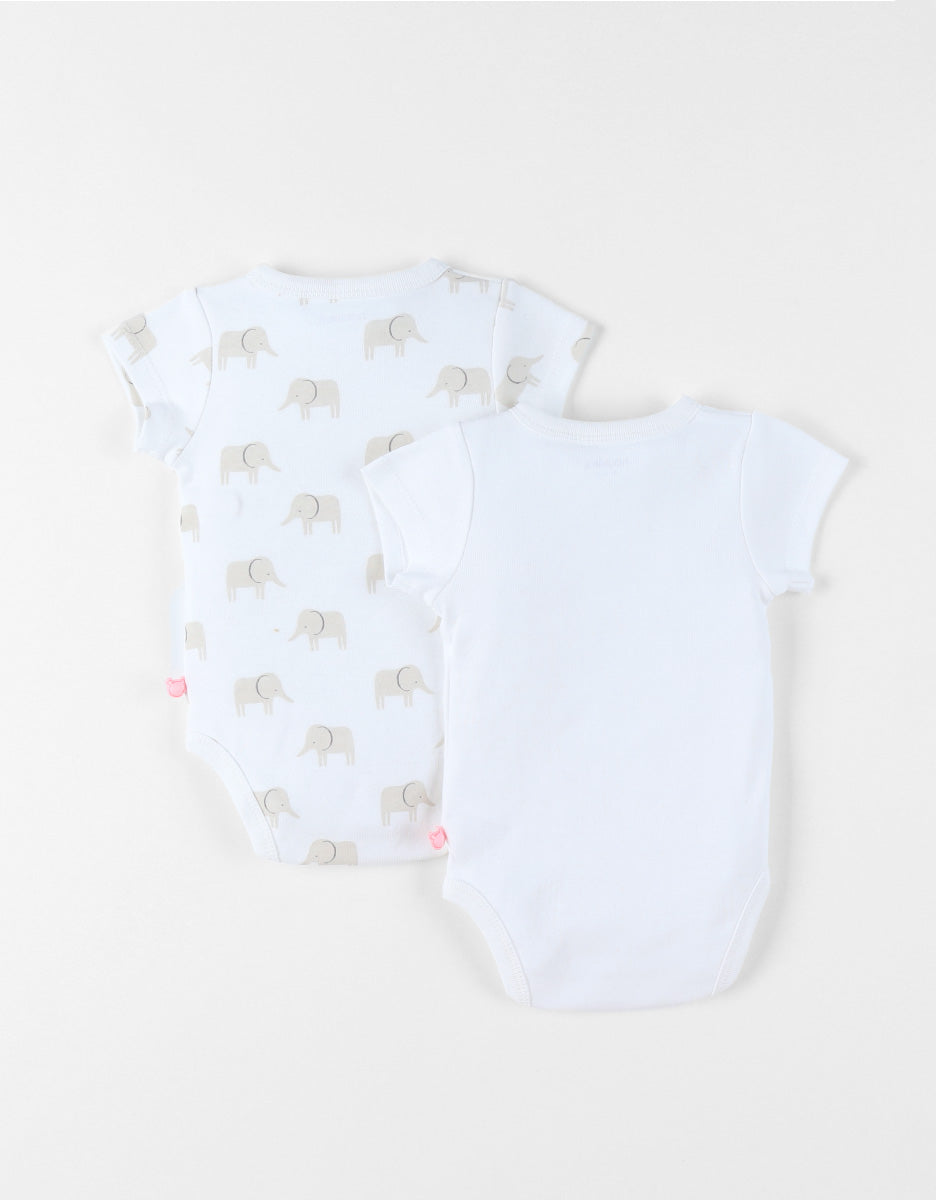 Set 2 bodys croisés Eléphant beige