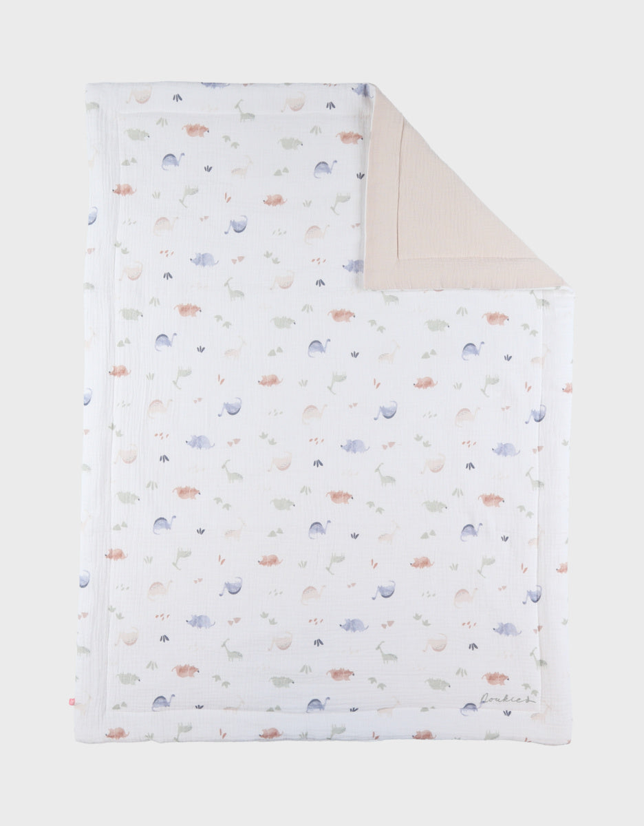 Couverture bébé 75*100cm, mousseline de coton bio dino