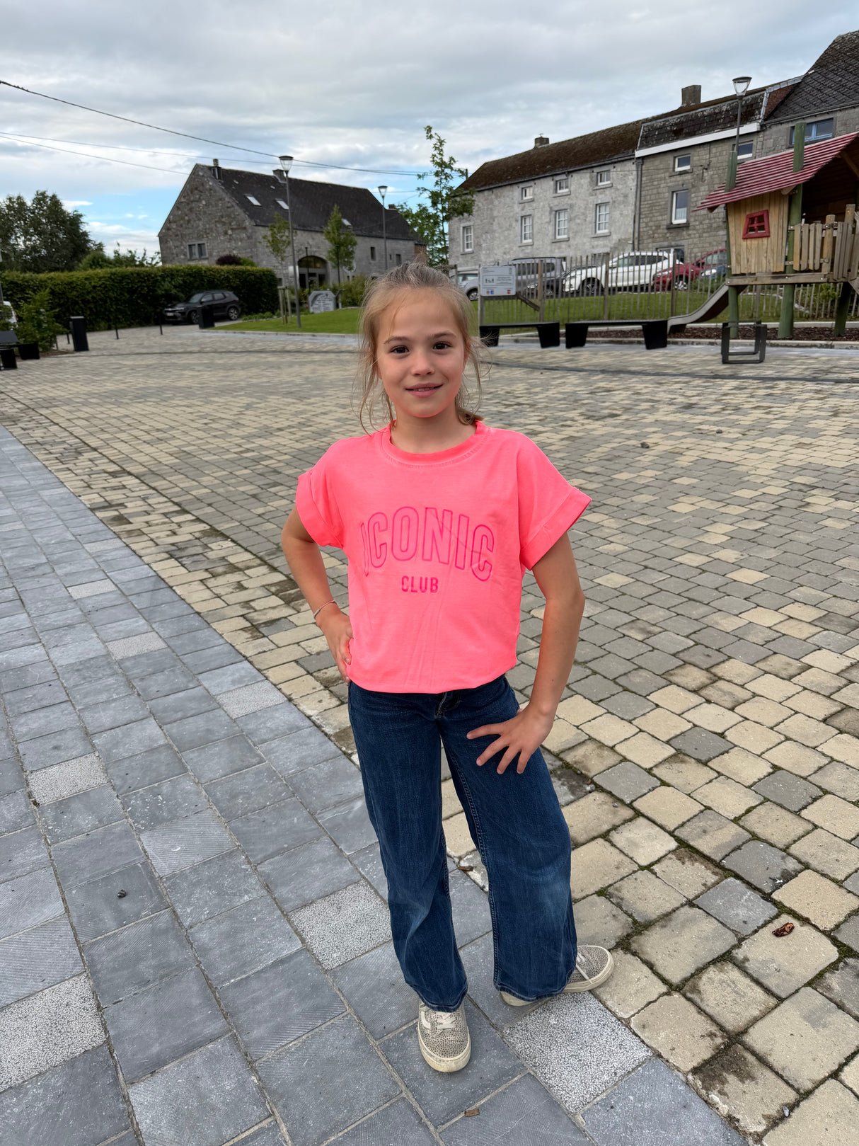 T Shirt Iconic Club Rose Fluo