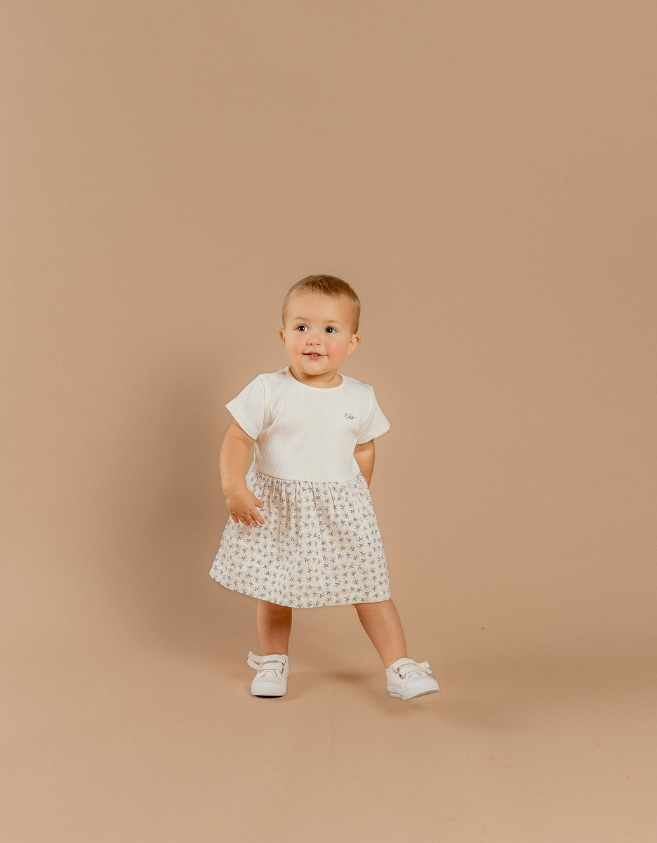 Robe Bi-matière Fleurie