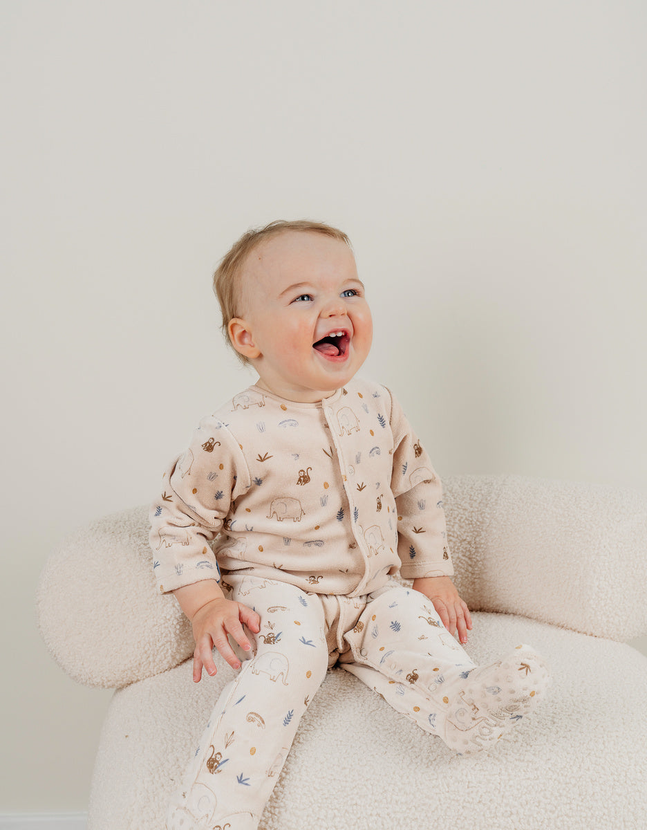 Pyjama bébé en velours à motif jungle